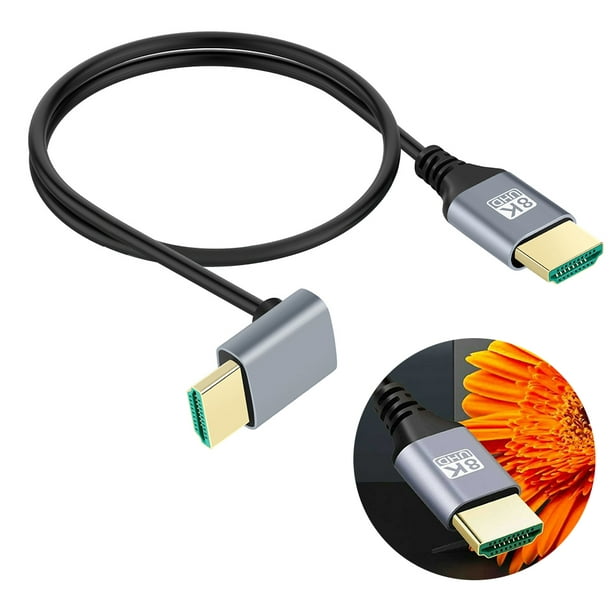 Adaptador de cable de 90 grados 8K 60HZ 4K 120Hz Cable de alambre  compatible con HDMI 2.1 para TV HD
