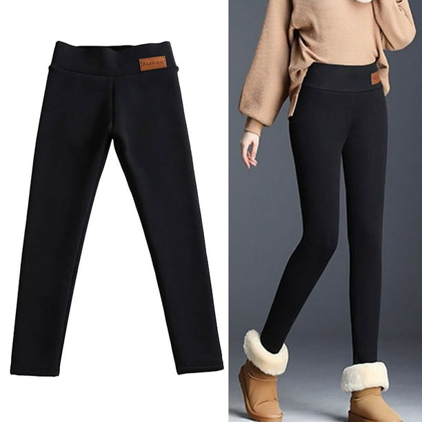 Pantalones térmicos de invierno forro polar polainas para mujeres, cintura  alta gruesa barriga control de cachemira felpa térmica pantalones