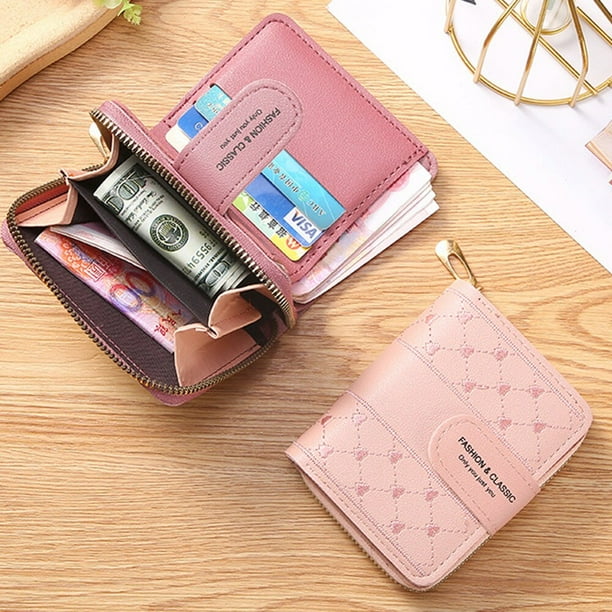 Billetera Corta Vintage Para Mujer, Monedero Con Cremallera