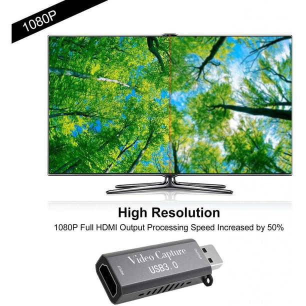 Tarjeta de captura de video, HDMI a USB/Micro USB/Tipo-C Tarjeta de captura  de juegos 1080P Grabar a través de DSLR Camcorder Action Cam