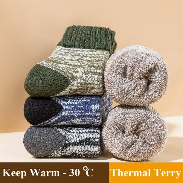 Calcetines de lana merino para hombre, ligeros, térmicos de invierno,  calcetines de vestir de lana, calcetines de cuello redondo, absorben el  sudor