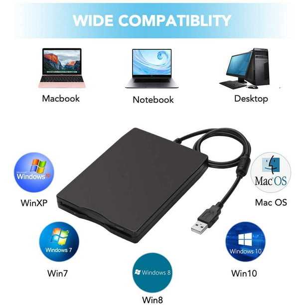 UNIDAD DE DISQUETE EXTERNA PORTABLE CON USB DE 3.5' FDD DE 1.44MB PARA PC  CON WINDOWS 2000 XP VISTA 7 8 O 10