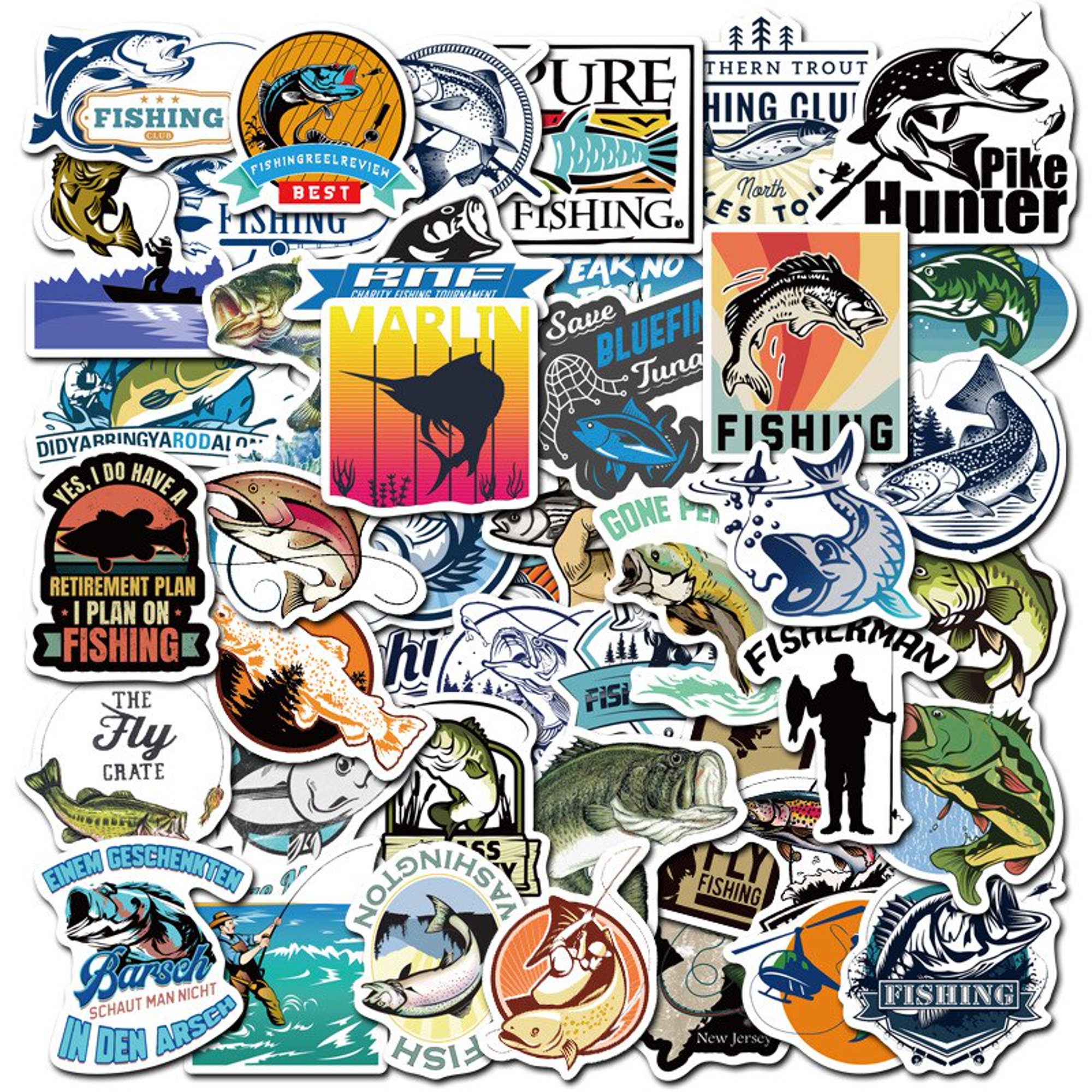 10/30/50PCS Travel Fisherman Go Fishing Outdoor Sticker DIY Toy