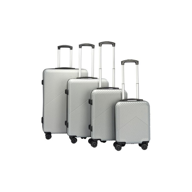 Travel Elite - Set 4 Maletas Rígidas de Viaje, G (25 kg), M (20 kg), C (10  kg), Carry On (8kg) gris Travel Elite .