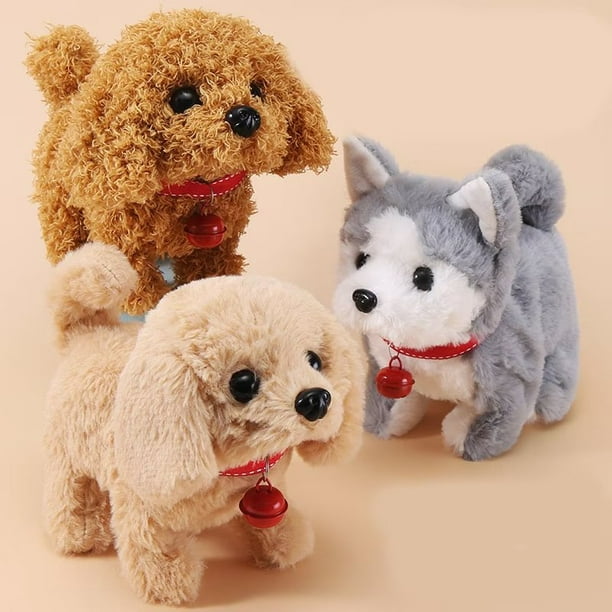 Perro de juguete cachorro de peluche Perro interactivo electrónico Pasear  perros, ladrar, mover la cola, estirar animal de compañía para niños