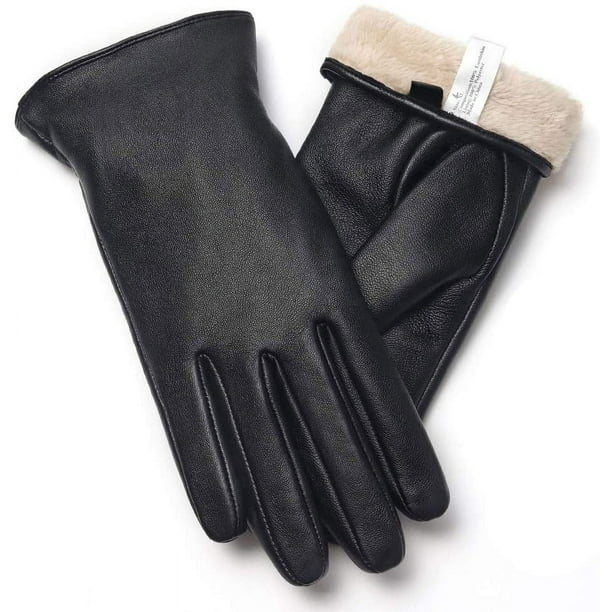 Fosmon Guantes De Pantalla Táctil, Guantes De Invierno Unisex Scren Táctil  [Tres Dedos Conductores] - Negro/Negro