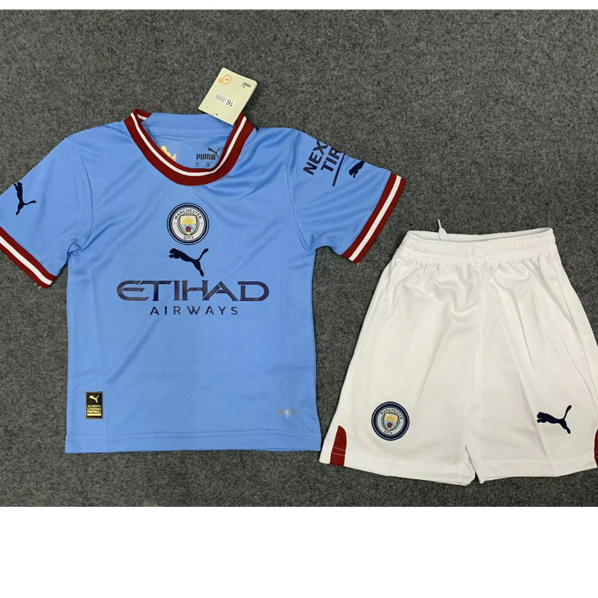 Kit Infantil Manchester City 22/23 Versão Jogador Ed. Especial Azul e  Branco - Imports do vale