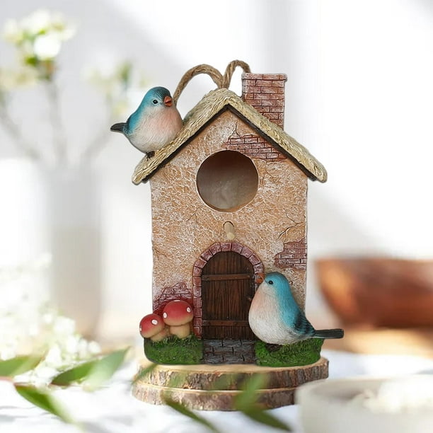 Casa de pájaros colgante para exteriores, casa de pájaros de resina  decorativa para balcón de jardín Gloria pajarera