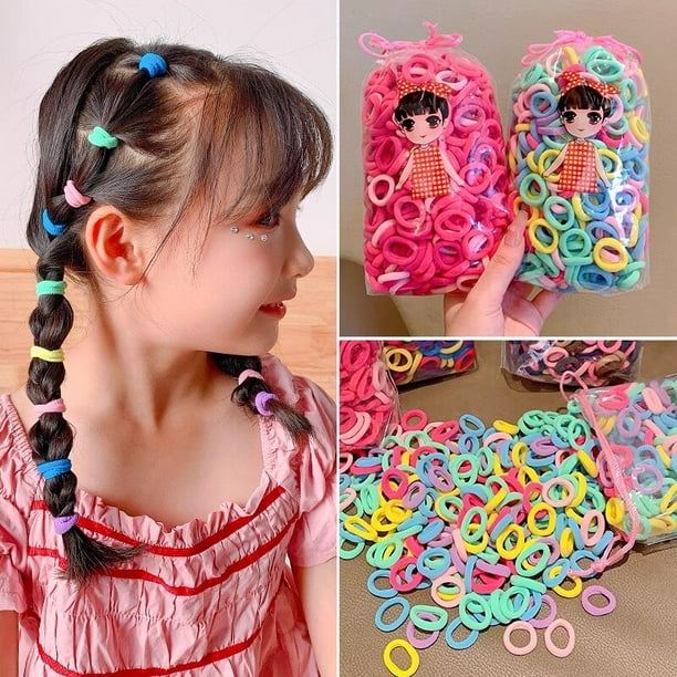 Coleteros elásticos de nailon para niña y mujer, cintas de goma para el pelo,  accesorios para el cabello, 100/200 piezas