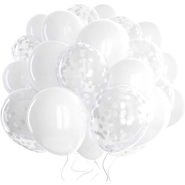 Paquete de 60 globos dorados + globos de confeti dorados con cinta