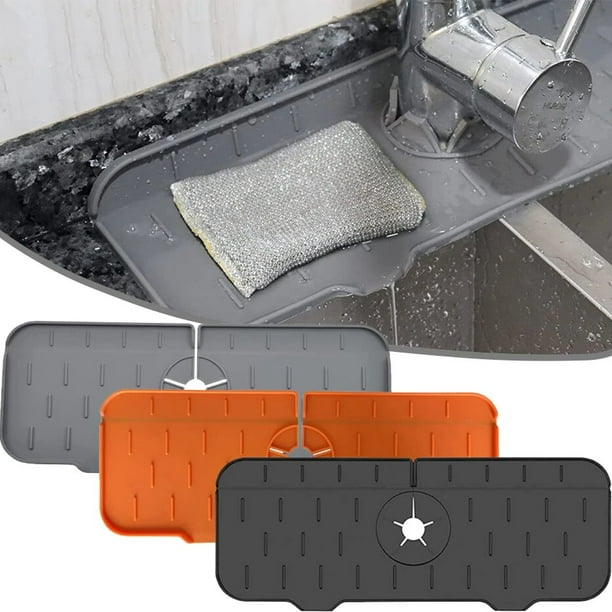 Protector contra salpicaduras de silicona para fregadero con soporte de  esponja, grifo de baño, alfombrilla de agua para fregadero, almohadilla de