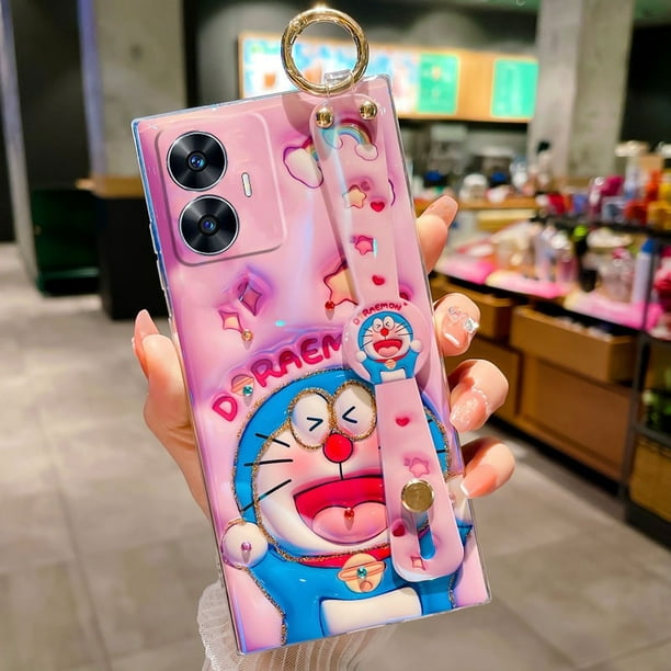 Para Realme C55 NFC 2023 Funda De Teléfono Softcase Nuevo Estilo Moda 3D  Bolsa De Aire Lindo Doraemon Cubierta Trasera Correa De Muñeca Titular Del