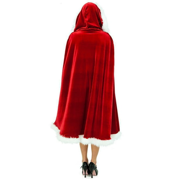 Disfraz de capucha roja para mujer, bata de Halloween, capa de longitud  completa con capucha para cosplay