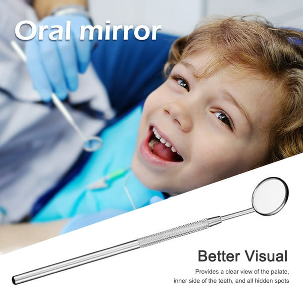 Espejo de acero inoxidable para dentista espejo de verificación de dientes  Ndcxsfigh orales herramientas dentales (largo)