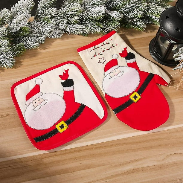 Qugrl - Guantes de cocina para horno y ollas de Navidad con diseño de  animales de Navidad