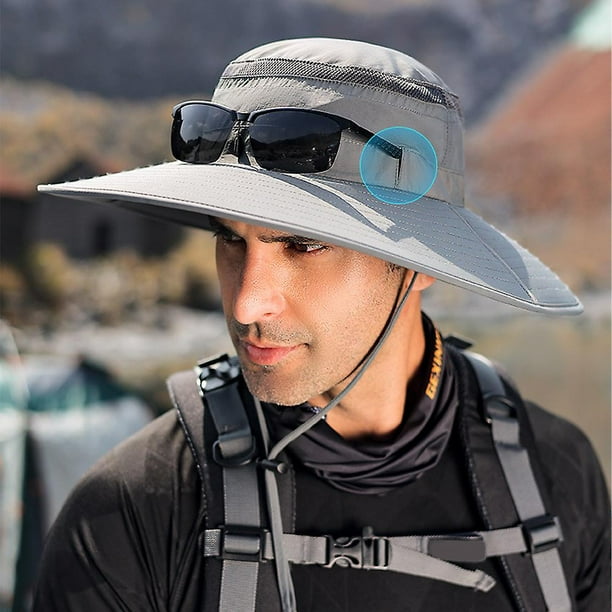 Sombrero de pescador con protección solar para hombre, gorro de pescador  con circunferencia de 60cm, impermeable y transpirable para exteriores