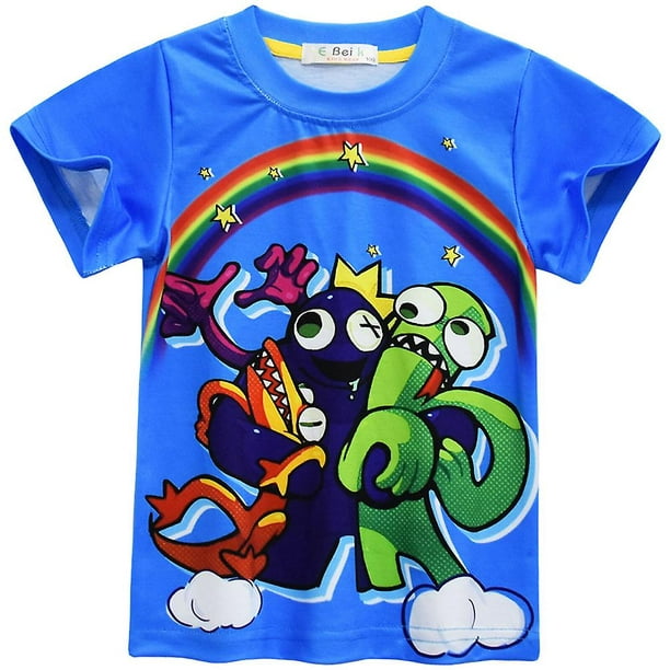 Camiseta de manga corta con estampado 3d de Rainbow Friends, camisetas de  cuello redondo de verano para niños y jóvenes