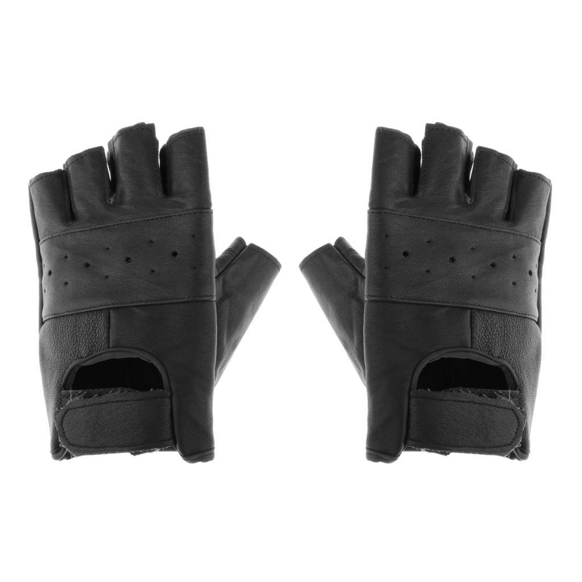 Guantes sin dedos para hombre, guantes de cuero de ante para conducir,  negro, gris, medio dedo, guantes elásticos para hombre, guantes elásticos  para