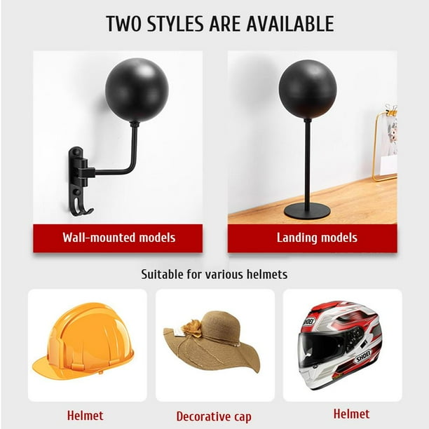 Soporte de pared para casco, soporte de pared para casco de motocicleta,  rotación de 180°, gancho para colgar cascos, gorras, soporte para casco,  con