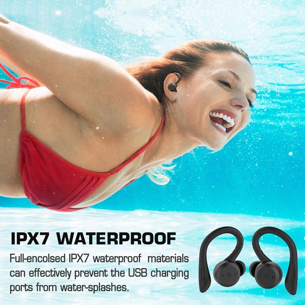 Auriculares inalámbricos con gancho para la oreja - Auriculares de natación  IPX7 Bluetooth 5.0