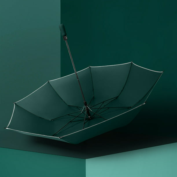 Lujoso paraguas plegable a prueba de viento para mujer con mango de madera