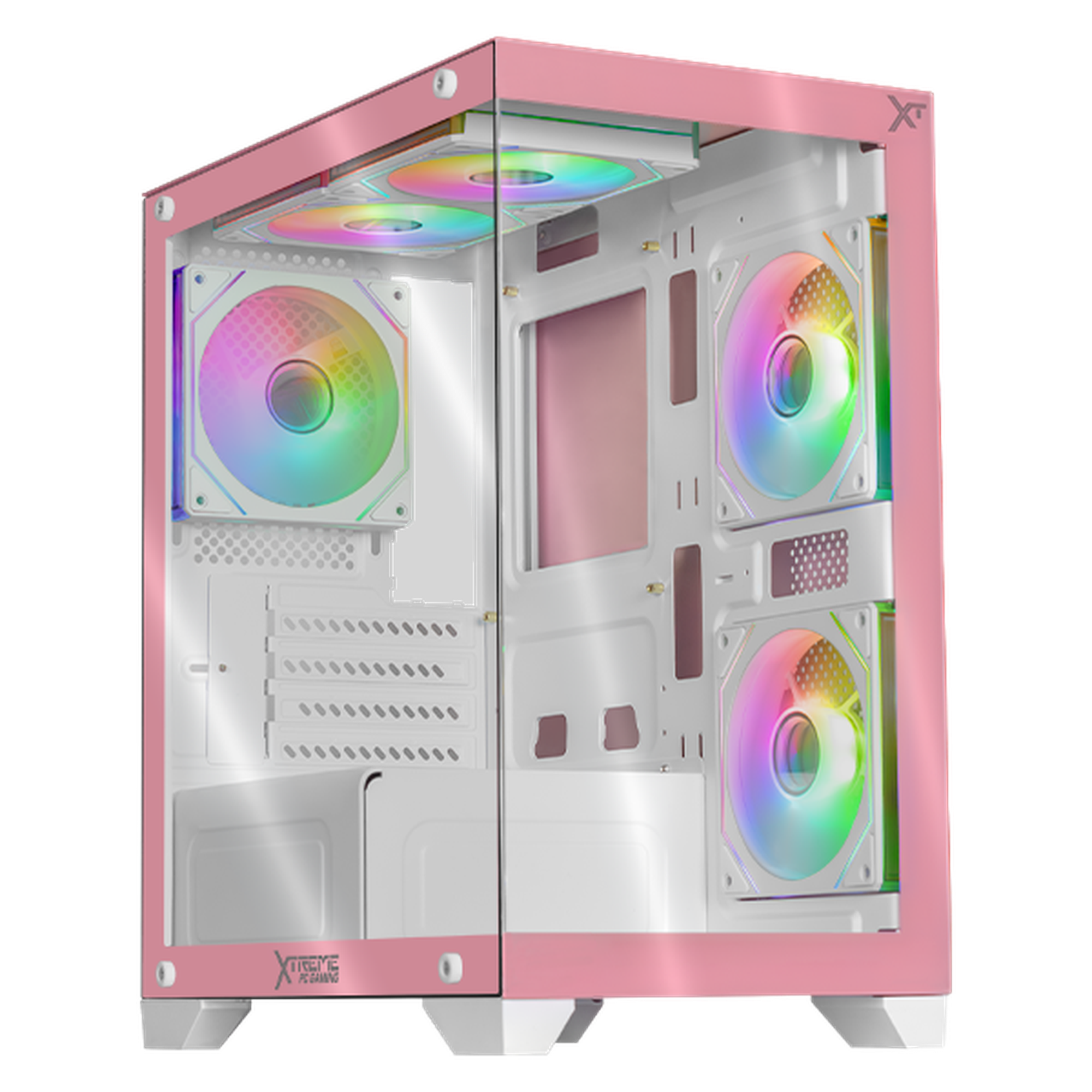 Gabinete xtreme pc gaming crystal hive mini torre 5 fan argb hub pink cxt3600pk