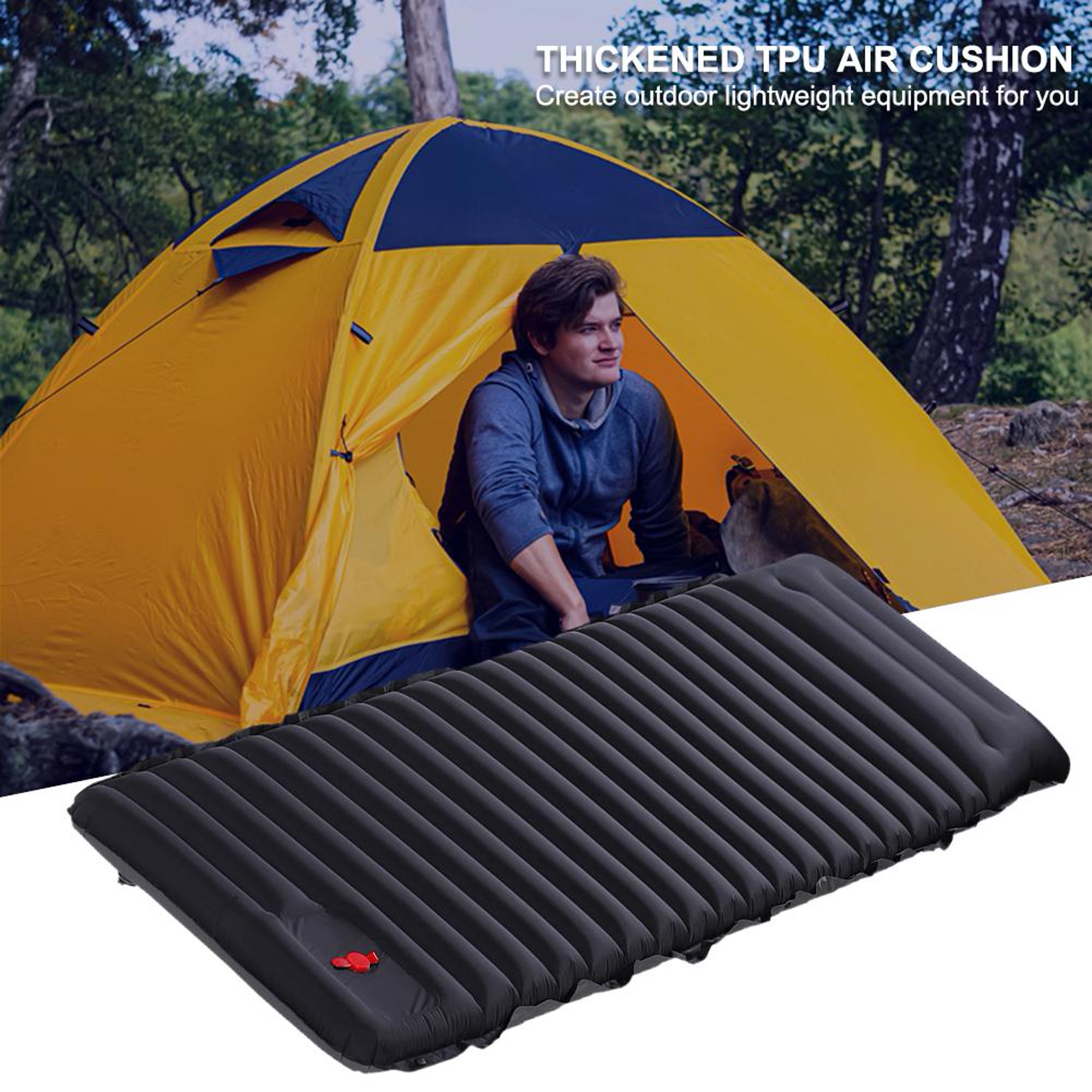 Colchón de aire inflable Cama para dormir automática Cojín de picnic (gris  negro) Tmvgtek excursión de campamento