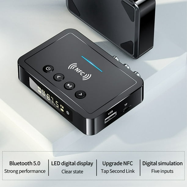 Comprar Receptor y transmisor Bluetooth 5,0, FM, estéreo, AUX, conector RCA  de 3,5mm, óptico, inalámbrico, llamada con manos libres, NFC, Adaptador de  Audio Bluetooth para TV