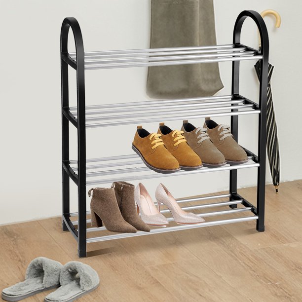 Irfora Zapatero Organizador de zapatos de 4 niveles / 6 niveles con 4  estantes / 6 estantes Almacenamiento de zapatos de metal apilable para la  entrada del pasillo de la sala de