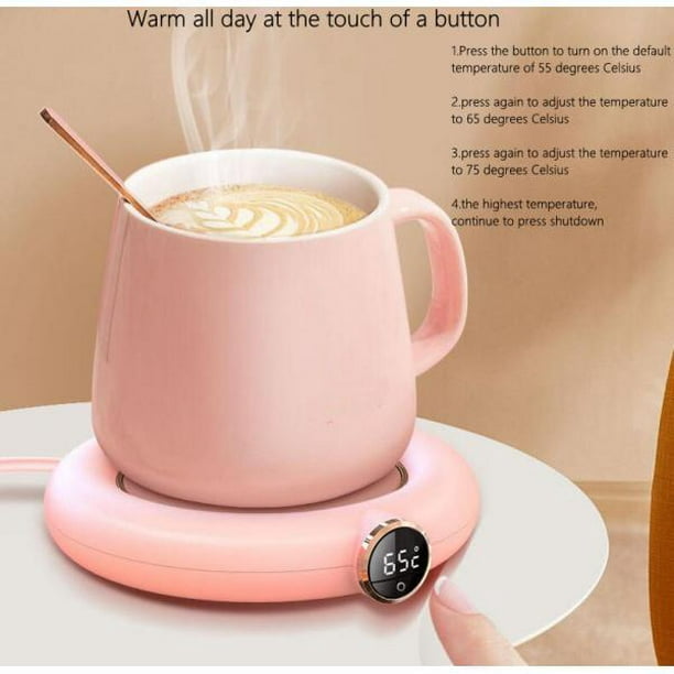 Calentador de taza de café USB inteligente Calentador de taza de  calefacción de escritorio de oficina LED de 10W rosado Macarena Calentador  de taza de café