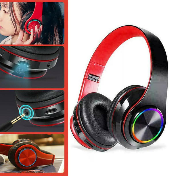 Auriculares Diadema Bluetooth Con Cancelación De Ruido Auriculares  Inalámbricos Para TV, Auriculares Plegable Rojo