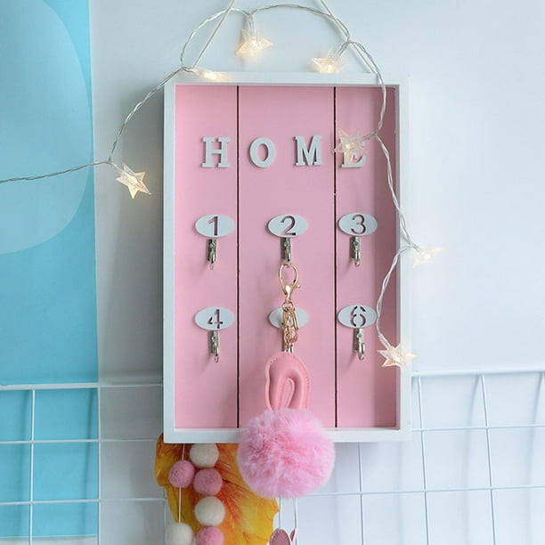 Soporte para llaves rosa, caja para llaves, soporte para llaves de pared,  soporte para llaves de madera para el hogar, adorno para llaves