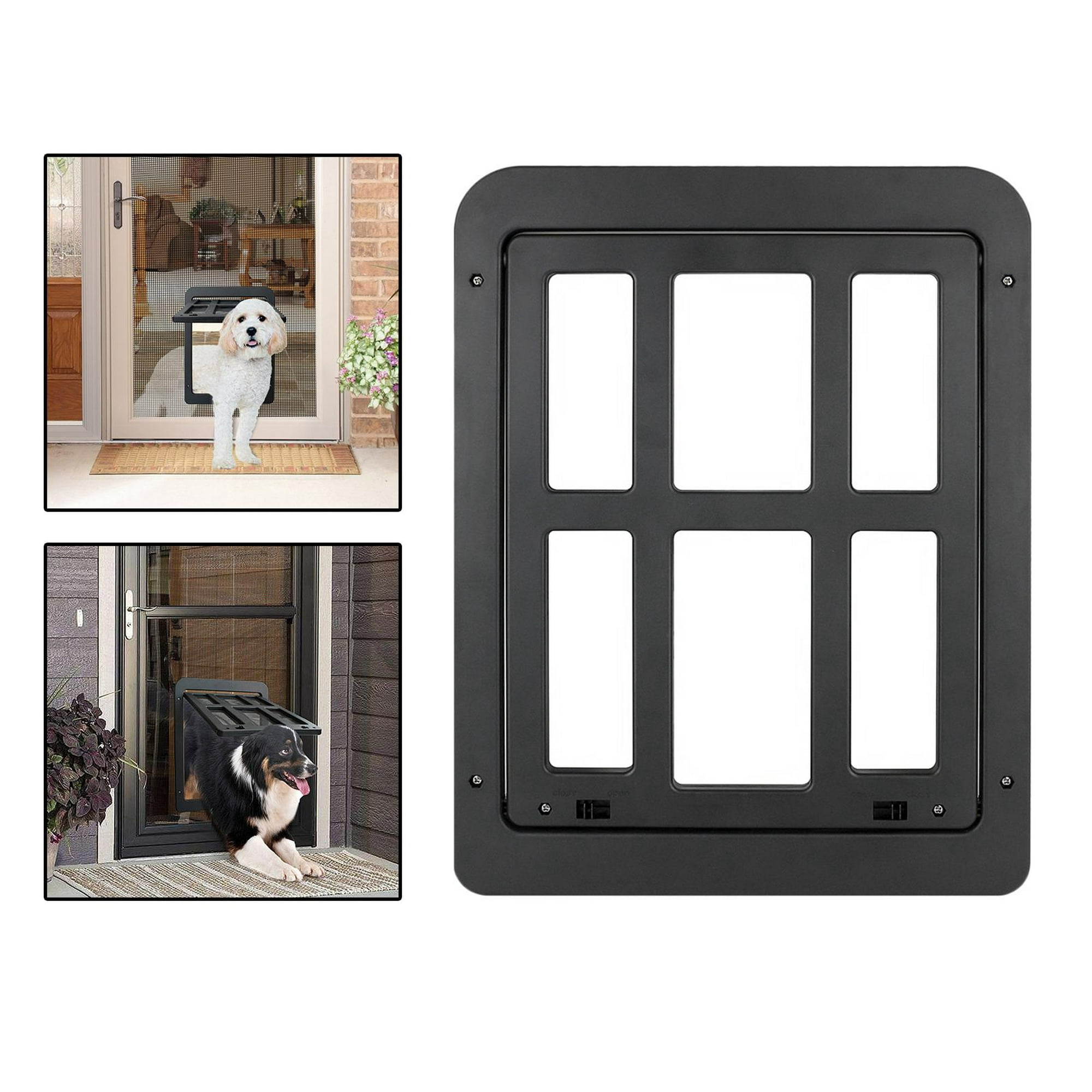 Puerta portátil con solapa para perros y gatos, puerta para cachorros,  fácil de instalar, puerta para mascotas para ventana interior y exterior,  caja Negro Fernando puerta de gato