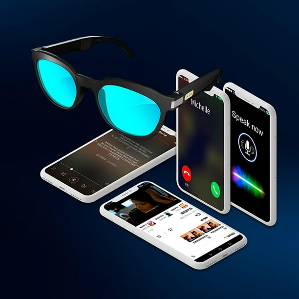 Gafas de conducción ósea Bluetooth 5.0, lentes de audio inteligentes,  auriculares abiertos para hombres y mujeres, conectar teléfonos móviles y