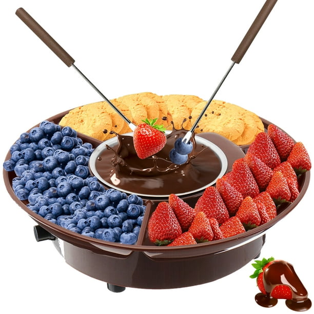 Olla de fondue de chocolate, olla eléctrica para fundir chocolate,  malvavisco, caramelo, juego de fondue para calentar fondue con 10 tenedores  y