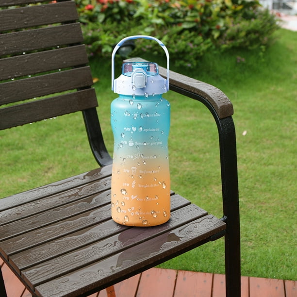 Botella de agua con pajita de plástico de gran capacidad, vaso de
