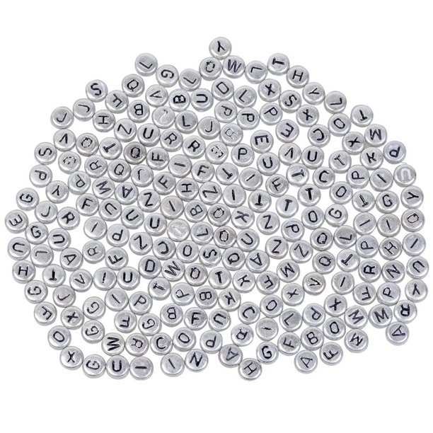 200 piezas de abalorios espaciadores sueltos de acrílico mezclados para  joyas 7 mm / 0,27 '' abalorios de letras abalorios letras negras perfecl  Cuentas acrílicas para manualidades.