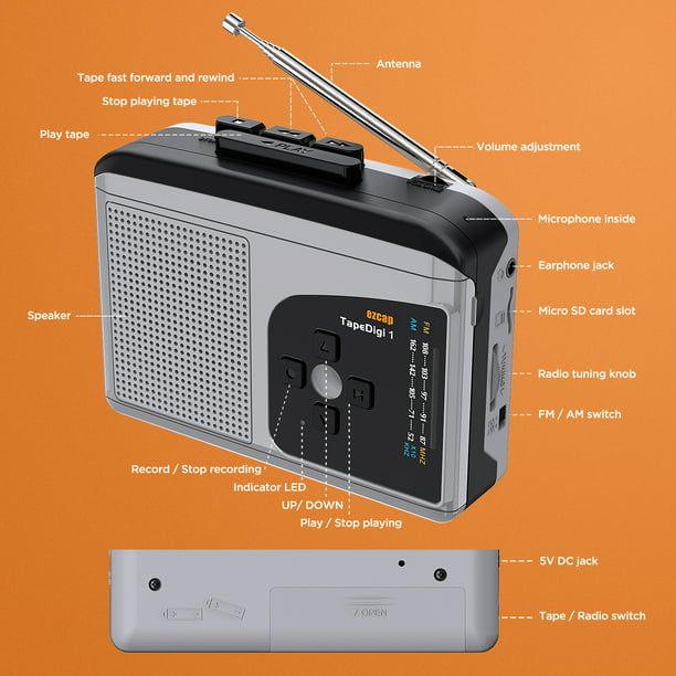 234 reproductor de cinta de Cassette portátil AM FM Radio Cassette  convertidor de cinta a MP3 g ezcap Equipo de radio