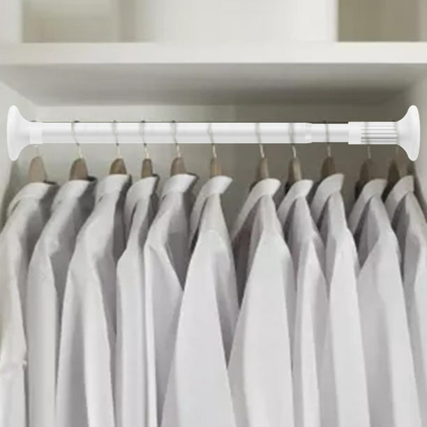  FKDEKUZI Barra extensible para colgar en el armario, color  blanco, ajustable, 10.2-24.0 in, colgador de ropa extraíble con capacidad  de rodamiento de 55.1 lbs, riel telescópico para abrigos (tamaño: 16.1 in) 