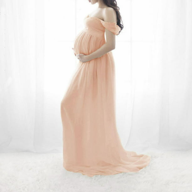 Vestido de maternidad con abertura para sesión de fotos, maxivestido Sexy  largo de noche para Baby