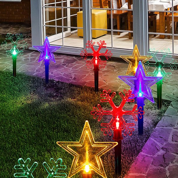 Paquete de 6 luces solares para caminos al aire libre, luz solar brillante  para sendero exterior, impermeable, luces solares decorativas para jardín