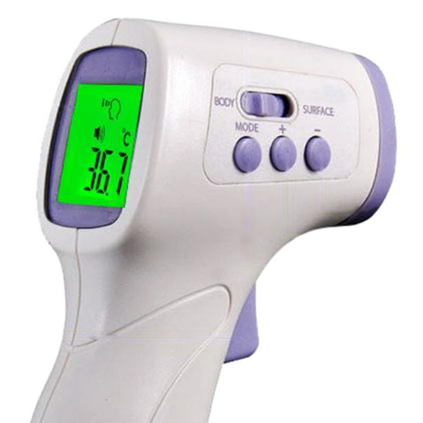 Termometro infrarrojos digital sin contacto. Pistola para frente para bebes  y adultos. Medición de temperatura rápida y precisa, alarma de fiebre.