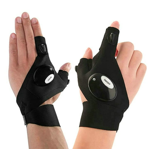 1 par de guantes con linterna LED Guantes de pesca al aire libre sin dedos  ligeros Regalos para reparar Trabajo en lugares para hombres Mujeres Pesca  Camping Senderismo y actividades al aire