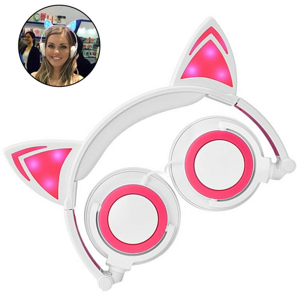 Auriculares inalámbricos Bluetooth para niños, con orejas de gato, con  Bluetooth, inalámbricos/con cable, limitación de volumen, luz LED,  auriculares