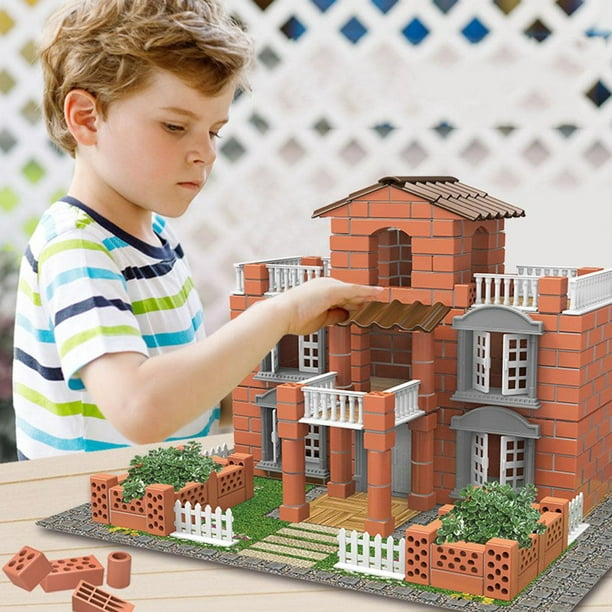 Mini modelo de ladrillo para niños y niñas, casa de muñecas en