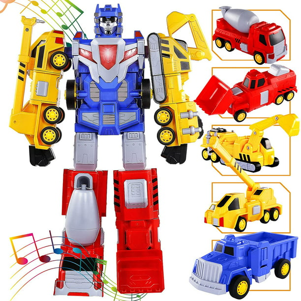 Juguetes para niños de 3 4 5 6 7 años: vehículos de construcción que  transforman juguetes para niños robot, juguetes de construcción de tallos para  niños de 4 a 8 años con