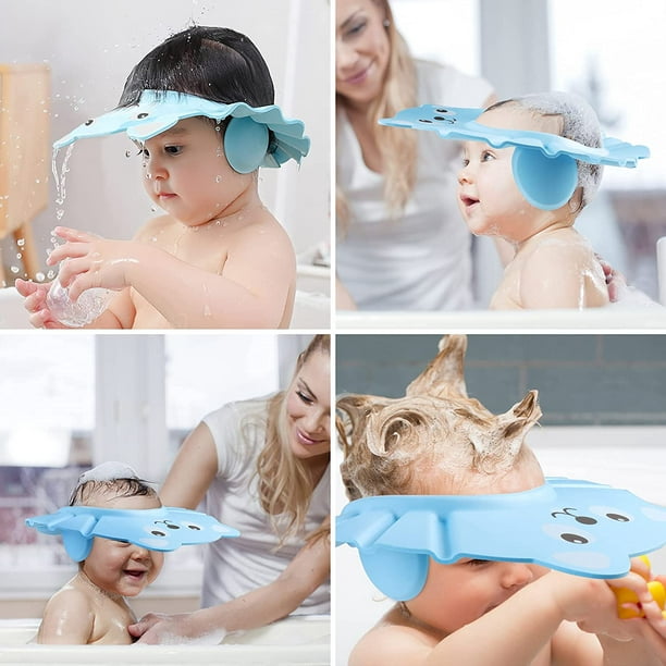 Gorro De Baño Sombrero Ducha Niños Bebes Ajustable Azul