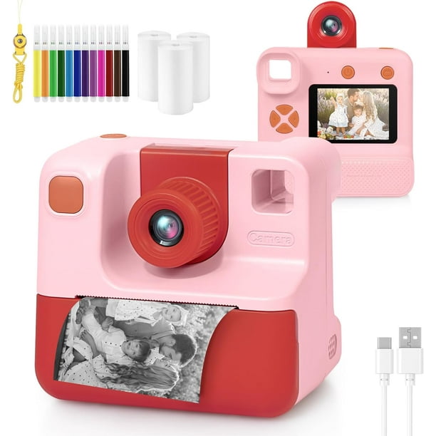 Cámara de impresión instantánea para niños, regalos de cumpleaños de  Navidad para niñas y niños, cámaras de video digitales HD para niños  pequeños
