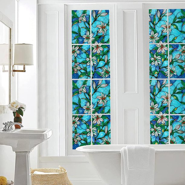  Lámina decorativa para ventana de privacidad, sin pegamento,  diseño de animales de mar transparente esmerilado, 29.1 x 78.7 in, lámina  de vidrio estática, autoadhesiva, para ventana : Hogar y Cocina