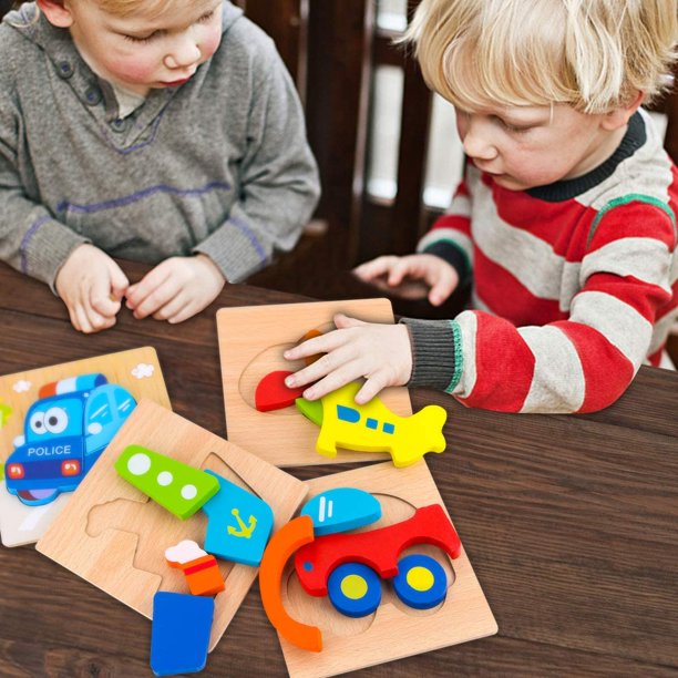 Rompecabezas de madera para niños pequeños, juguetes de regalo para niños y  niñas de 1 2 3 años, juguetes educativos para bebés con 4 patrones de